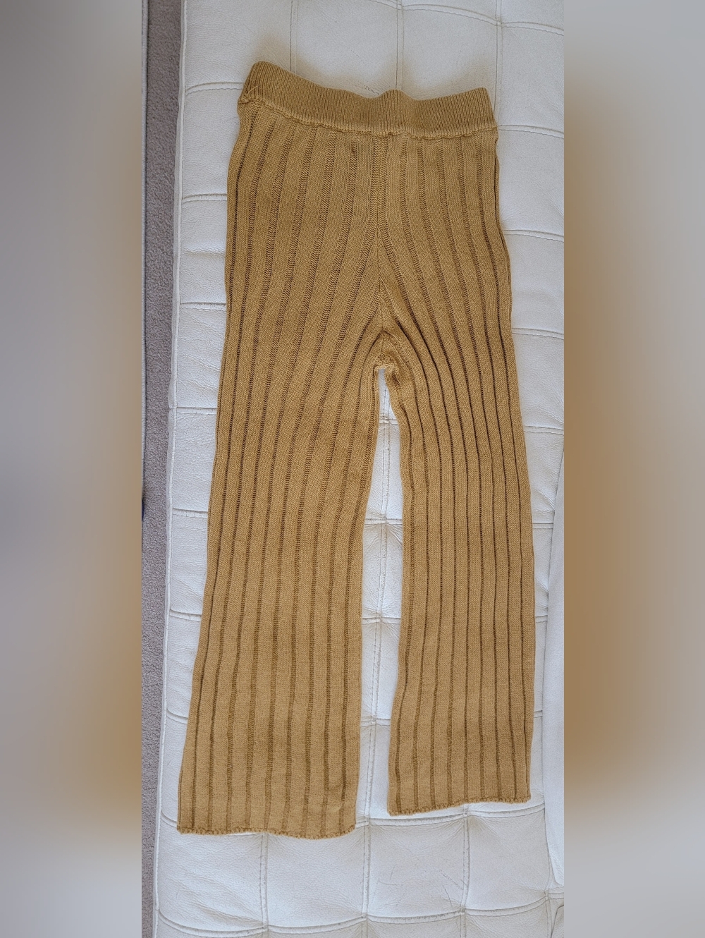 Free People Ribbed Cropped Knit Pants in Mustard